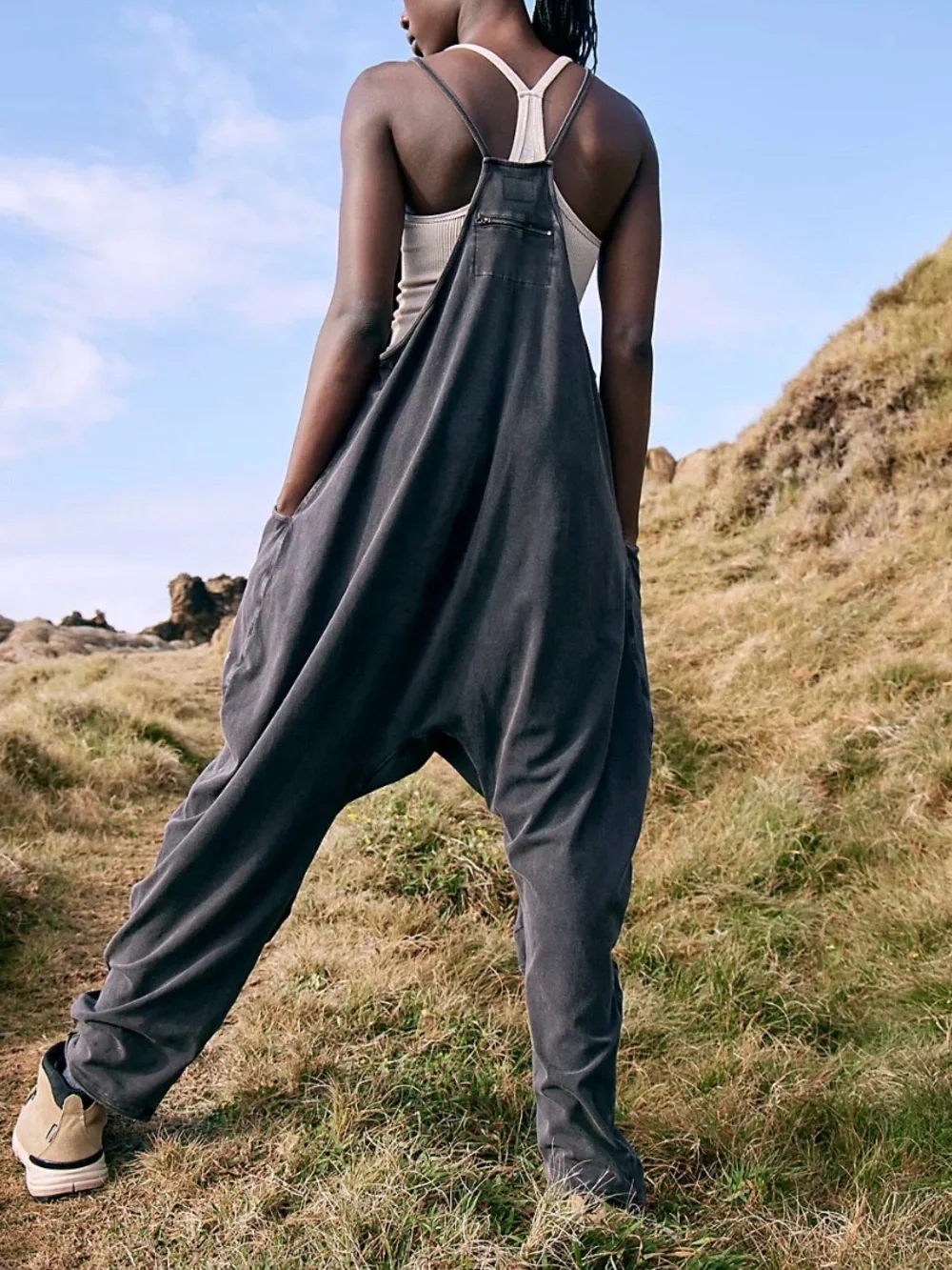 Free People Gray Washed Knit Tank